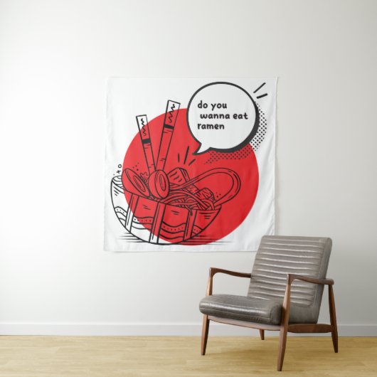 Cute Kawaii Ramen - Funny Japanese Food  タペストリー (インサイチュ)