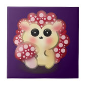 Cute Kawaii Red Mushroom Hedgehog Toadstool Art タイル (正面)