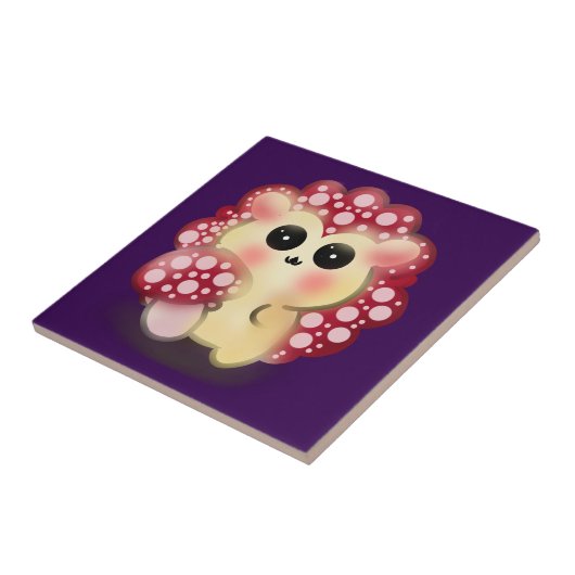 Cute Kawaii Red Mushroom Hedgehog Toadstool Art タイル (側面)