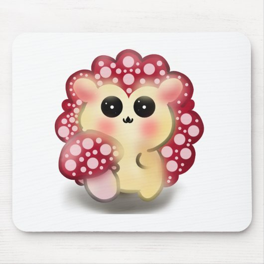 Cute Kawaii Red Mushroom Hedgehog Toadstool Art マウスパッド (正面)
