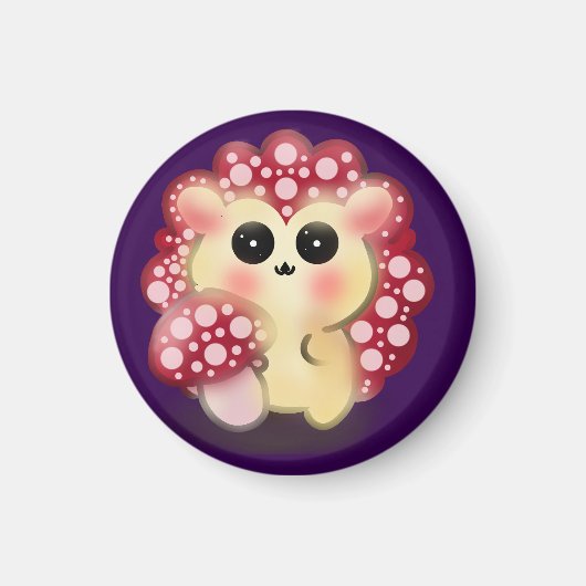 Cute Kawaii Red Mushroom Hedgehog Toadstool Art マグネット (正面)