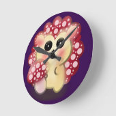 Cute Kawaii Red Mushroom Hedgehog Toadstool Art ラウンド壁時計 (傾斜)