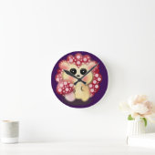 Cute Kawaii Red Mushroom Hedgehog Toadstool Art ラウンド壁時計 (ホーム)