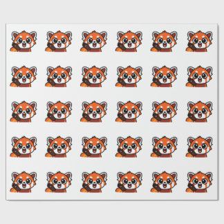 Cute Kawaii Red Panda Pattern Wrapping Paper for G ラッピングペーパー
