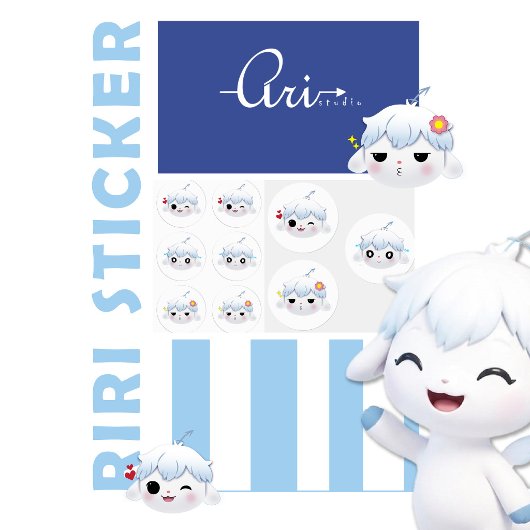 Cute Kawaii Riri Reaction Emoji Sticker Sheet ラベル