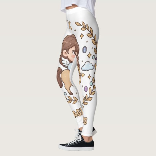 Cute Kawaii Sagittarius Zodiac Sign Leggings レギンス (左)