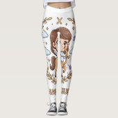 Cute Kawaii Sagittarius Zodiac Sign Leggings レギンス (正面)
