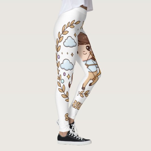 Cute Kawaii Sagittarius Zodiac Sign Leggings レギンス (右)