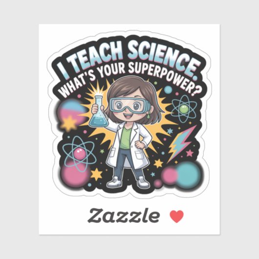 Cute Kawaii Science Teacher – Funny Superpower Lab シール (シート)