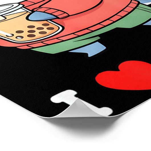 Cute Kawaii Shark Boba Tea Funny Bubble Tea Lover  ポスター (角)