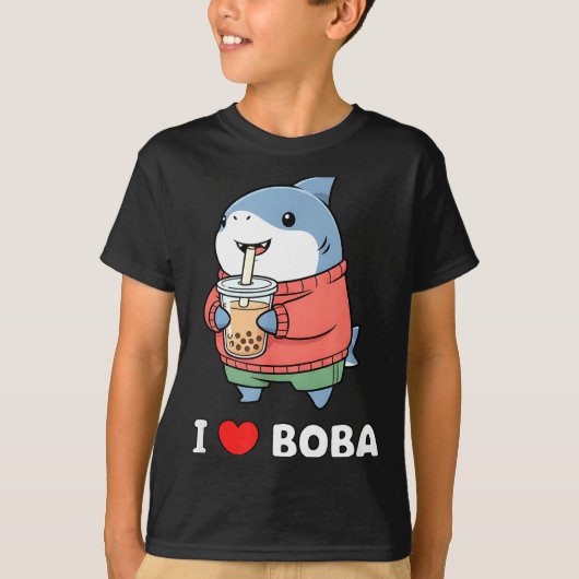 Cute Kawaii Shark Boba Tea Funny Bubble Tea Lover  Tシャツ (正面)