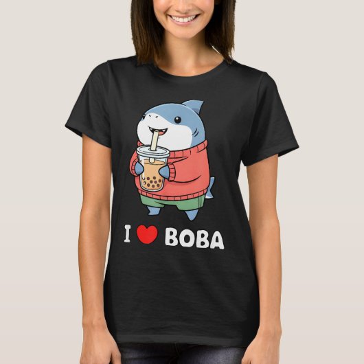 Cute Kawaii Shark Boba Tea Funny Bubble Tea Lover  Tシャツ (正面)