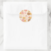 Cute Kawaii Shiba Inu Donut Pattern ラウンドシール (バッグ)