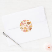 Cute Kawaii Shiba Inu Donut Pattern ラウンドシール (封筒)