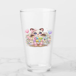 Cute Kawaii Shop Small Business Cat Pastel Pink Fl タンブラーグラス