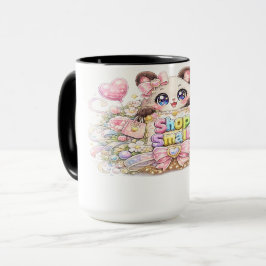 Cute Kawaii Shop Small Business Cat Pastel Pink Fl マグカップ