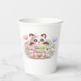Cute Kawaii Shop Small Business Cat Pastel Pink Fl 紙コップ