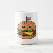 Cute Kawaii Smiling Cheeseburger Illustration コーヒーマグカップ (中央)