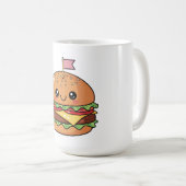 Cute Kawaii Smiling Cheeseburger Illustration コーヒーマグカップ (正面右)