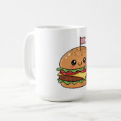 Cute Kawaii Smiling Cheeseburger Illustration コーヒーマグカップ (正面左)