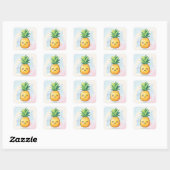 Cute Kawaii Smiling Pineapple スクエアシール (シート)