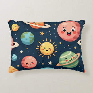 Cute Kawaii Solar System Planets Accent Pillow アクセントクッション