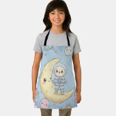 Cute Kawaii Space - Astronaut and Smiling Moon エプロン (インサイチュ)