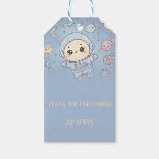 Cute Kawaii Space - Astronaut and Smiling Moon ギフトタグ