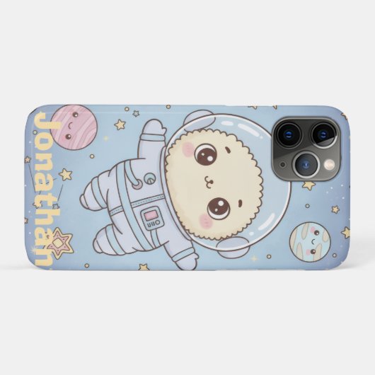 Cute Kawaii Space - Astronaut and Smiling Moon Case-Mate iPhoneケース (裏面(横))