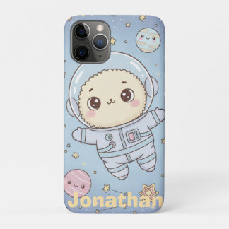 Cute Kawaii Space - Astronaut and Smiling Moon iPhone 11 Proケース