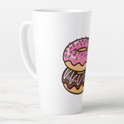 Cute Kawaii Stacked Donuts Illustration カフェラテマグ (左アングル)