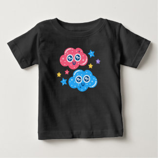 Cute Kawaii Starry Clouds – Pastel Cartoon Sky Ill ベビーTシャツ