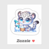 Cute Kawaii Stickers Snow Leopard Sticker Big Cat  シール (シート)
