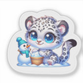 Cute Kawaii Stickers Snow Leopard Sticker Big Cat  シール (正面)