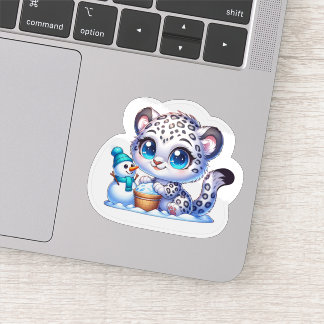 Cute Kawaii Stickers Snow Leopard Sticker Big Cat  シール