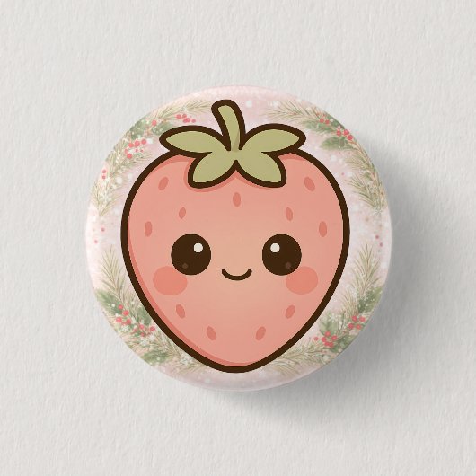 Cute Kawaii Strawberry Button  缶バッジ (正面)