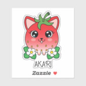 Cute Kawaii Strawberry Kitty Cat シール (シート)