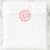 Cute Kawaii Strawberry Pattern  Pink Past ラウンドシール (バッグ)