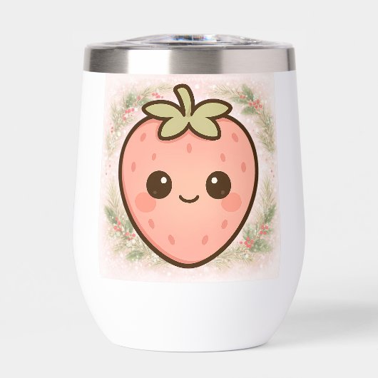Cute Kawaii Strawberry Wine Tumbler (正面)