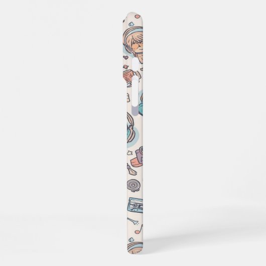 Cute Kawaii Style for Music Lovers and Retro Fans iPhoneケース (左側面)