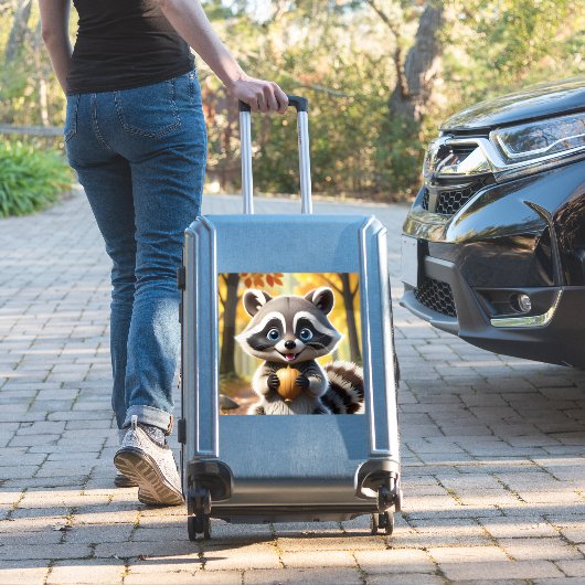 Cute Kawaii style Racoon holding an acorn  シール (スーツケースインサイチュ)