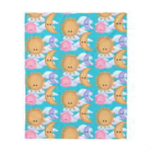 Cute Kawaii Sun Moon Cloud Gold Blue Pink