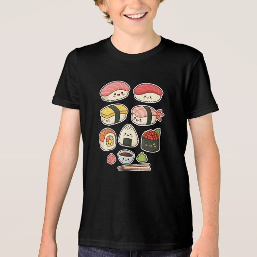 Cute Kawaii Sushi Characters - Japanese Food Lover トライブレンドＴシャツ (正面)