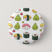 Cute Kawaii Sushi Pattern Button | Fun Foodie Pin  缶バッジ (正面)