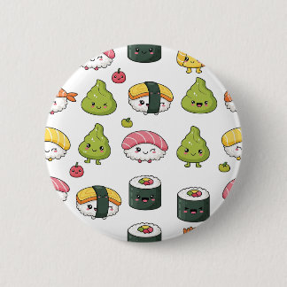 Cute Kawaii Sushi Pattern Button | Fun Foodie Pin  缶バッジ