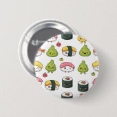 Cute Kawaii Sushi Pattern Button | Fun Foodie Pin  缶バッジ (正面&裏面)