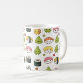 Cute Kawaii Sushi Pattern Coffee Mug コーヒーマグカップ (正面右)