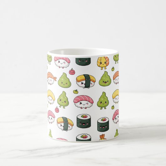 Cute Kawaii Sushi Pattern Coffee Mug コーヒーマグカップ (中央)