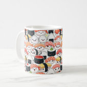 Cute Kawaii Sushi Pattern Coffee Mug | Fun Foodie コーヒーマグカップ (正面左)