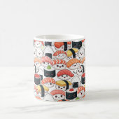 Cute Kawaii Sushi Pattern Coffee Mug | Fun Foodie コーヒーマグカップ (中央)